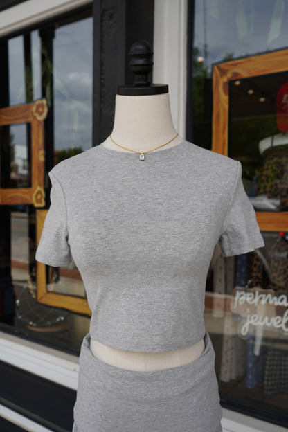 Sara Soft Heathered Knit Crewneck Tee