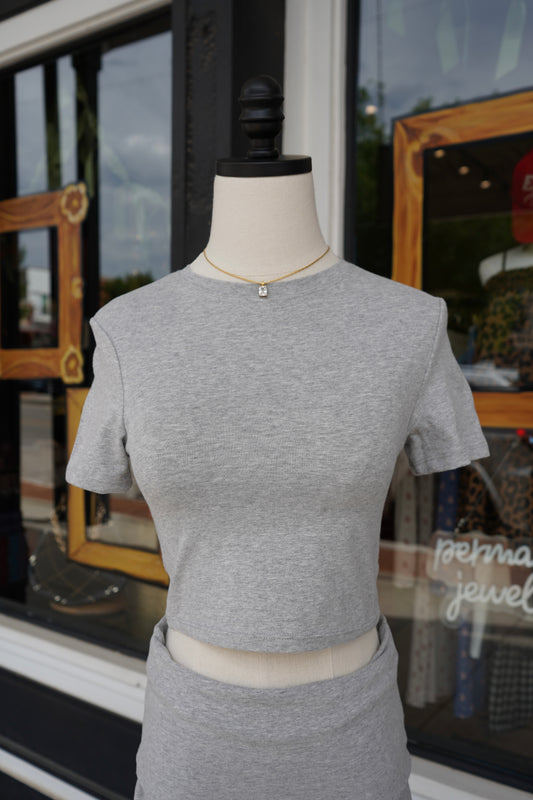 Sara Soft Heathered Knit Crewneck Tee