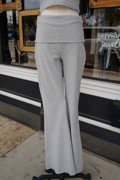 Sara Soft Heathered Knit Foldover Flare Pants