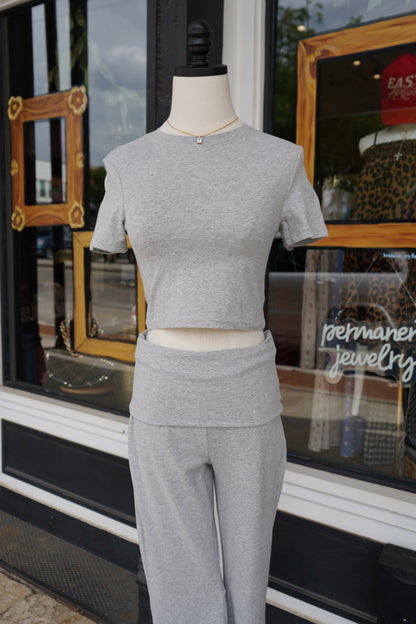 Sara Soft Heathered Knit Crewneck Tee