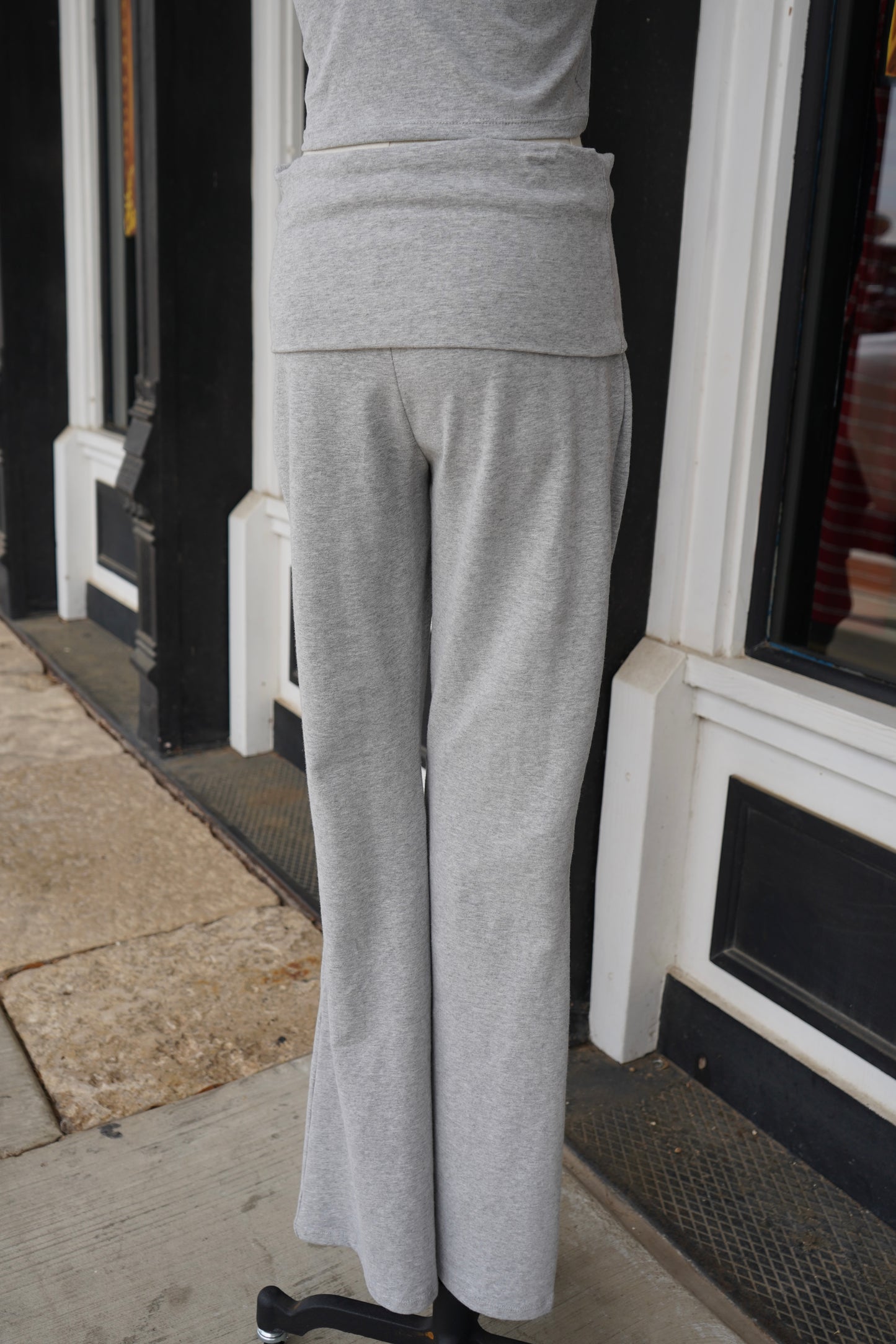 Sara Soft Heathered Knit Foldover Flare Pants