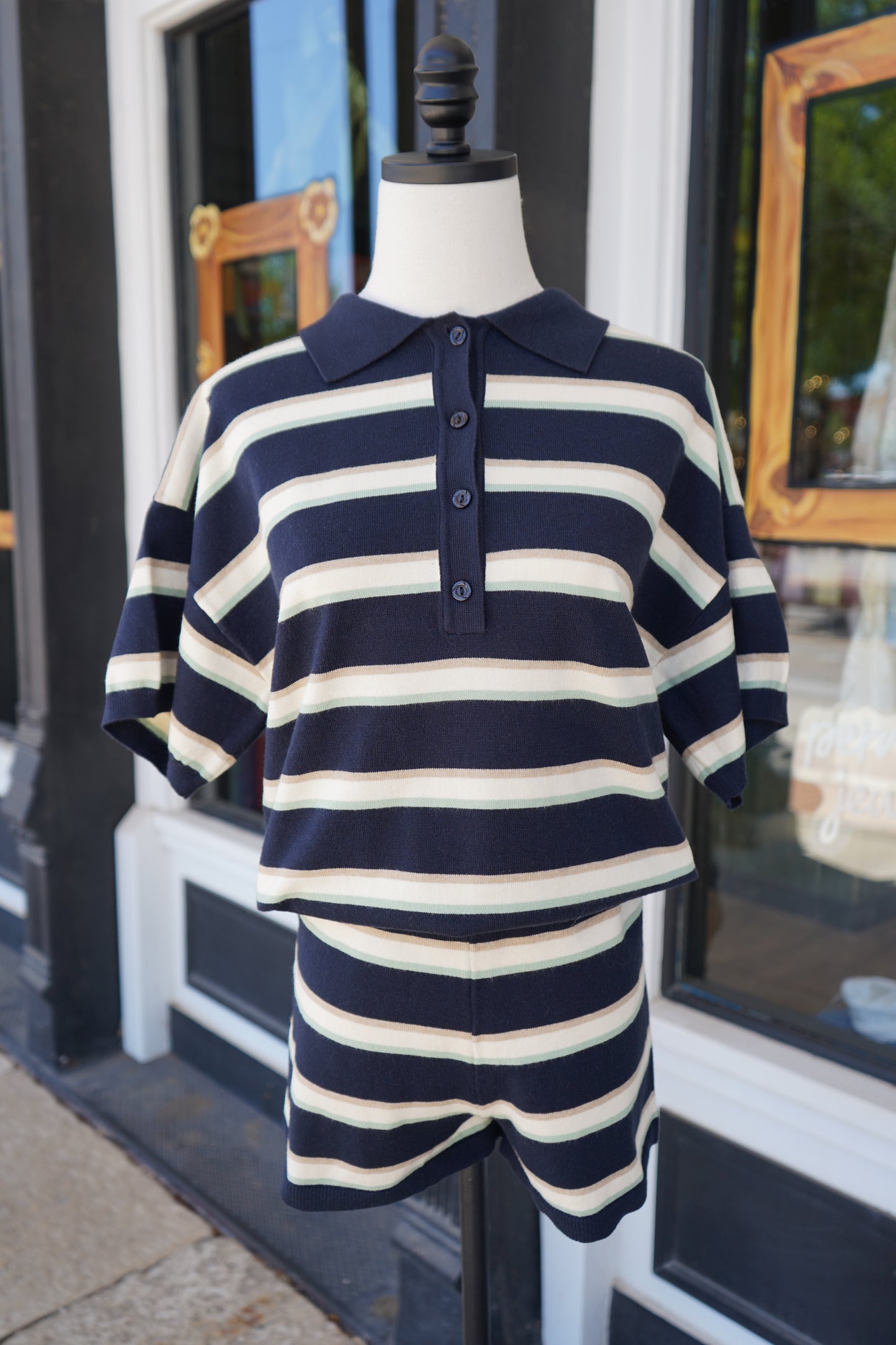 Annie Stripe Collared Romper
