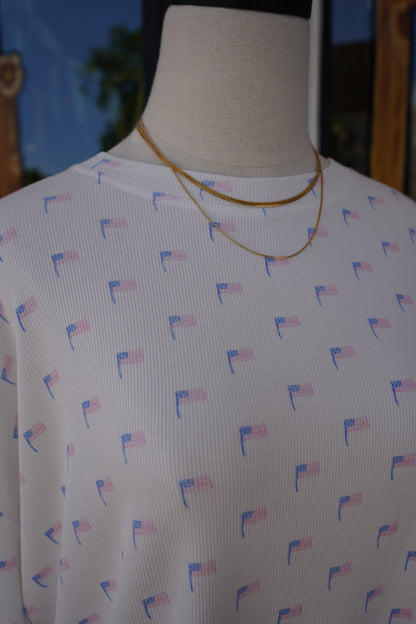 Patriotic American Flag Top