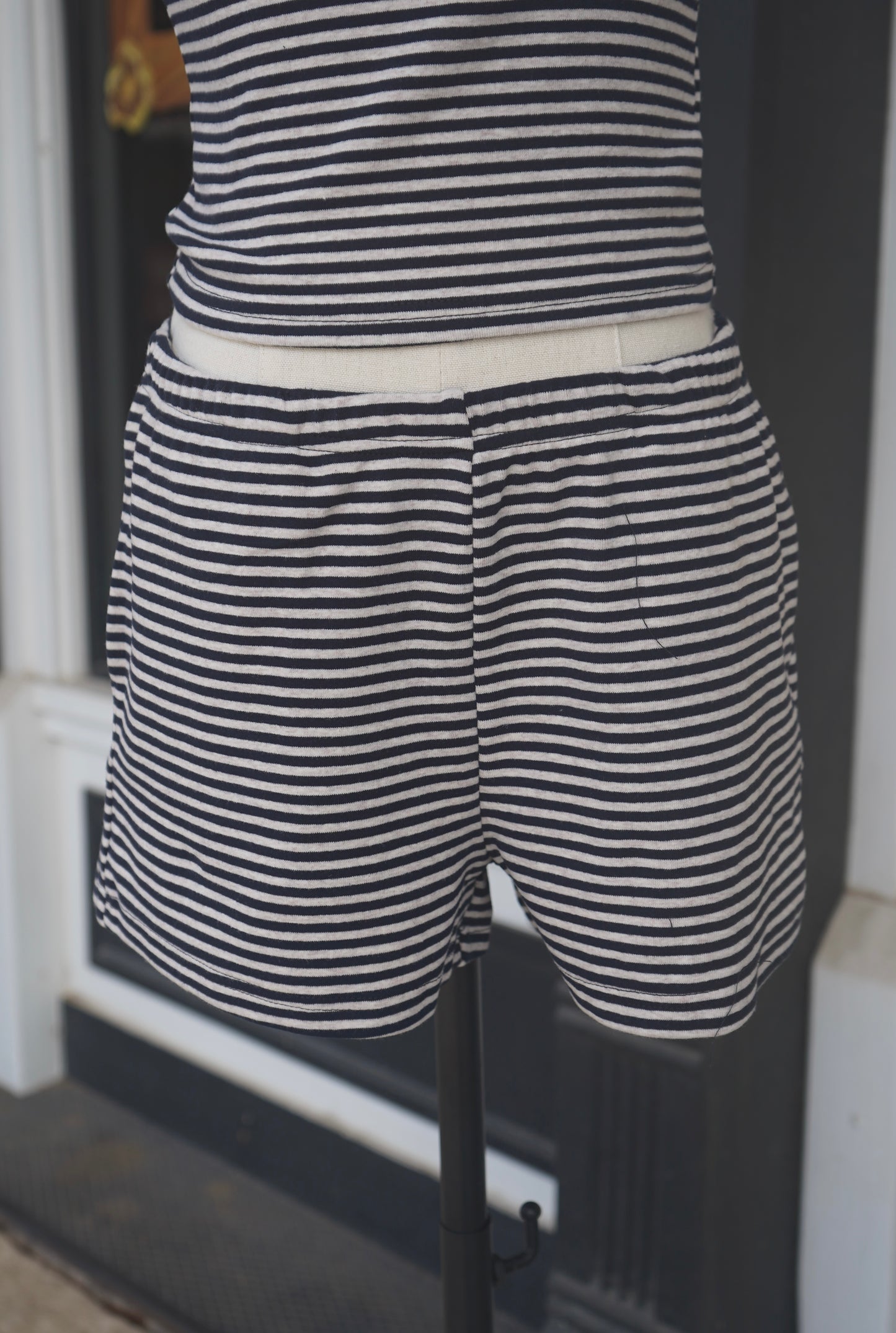 Tatum Mid Rise Striped Shorts