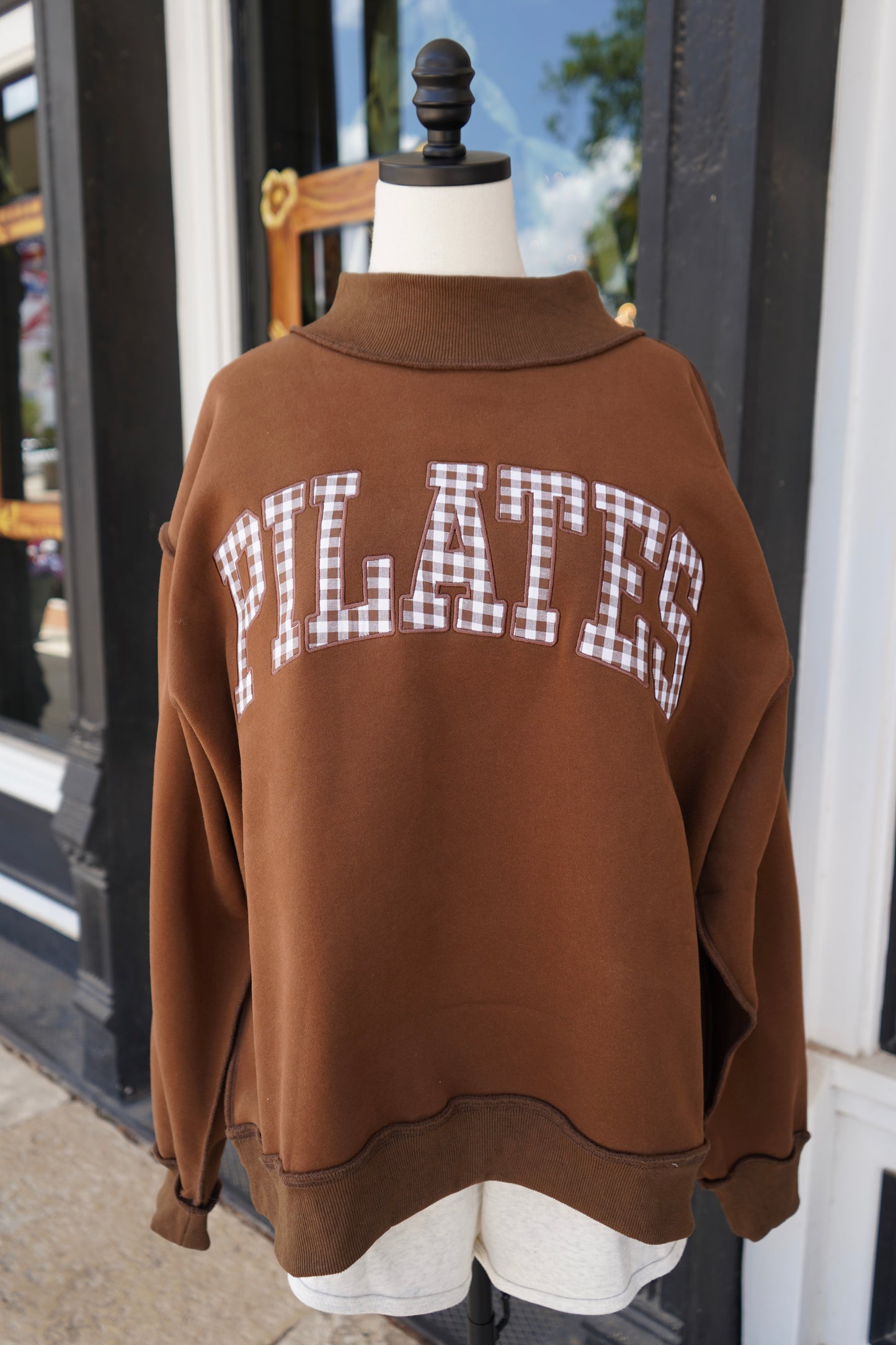 Pilates Plaid Mockneck