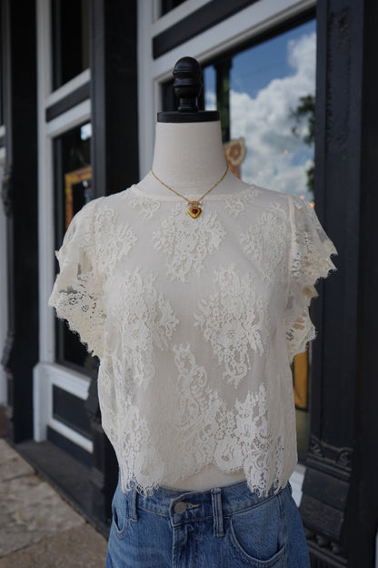 Adeline Lace Scalloped Top