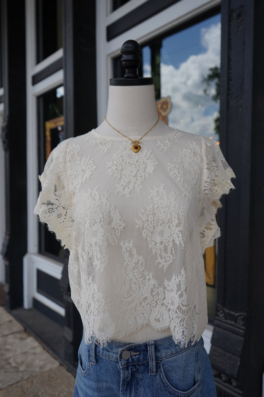 Adeline Lace Scalloped Top