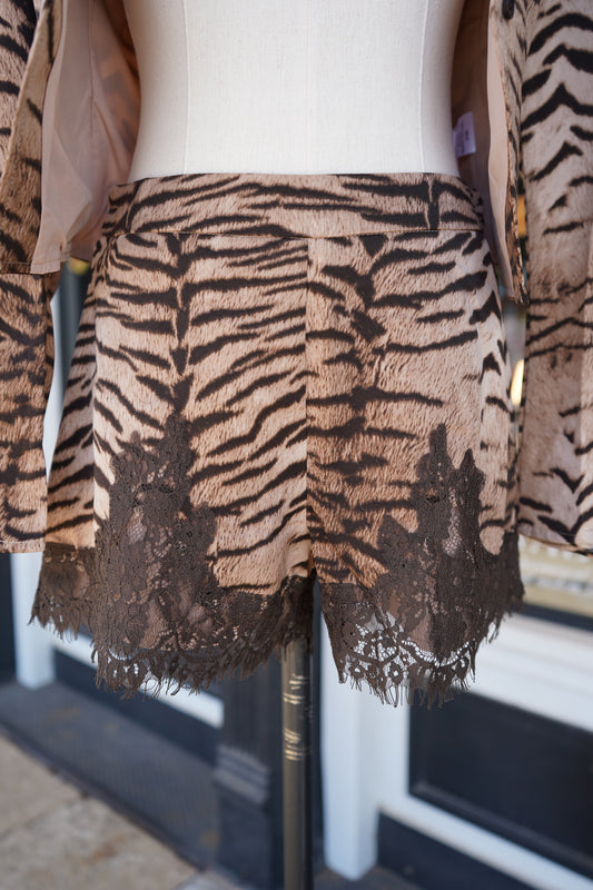 Kylie Zebra Lace Trim Shorts