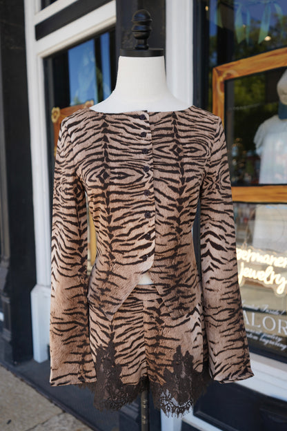Kylie Button Front Long Sleeve Blouse