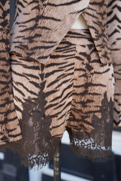 Kylie Zebra Lace Trim Shorts