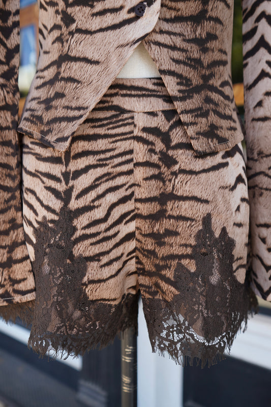 Kylie Zebra Lace Trim Shorts