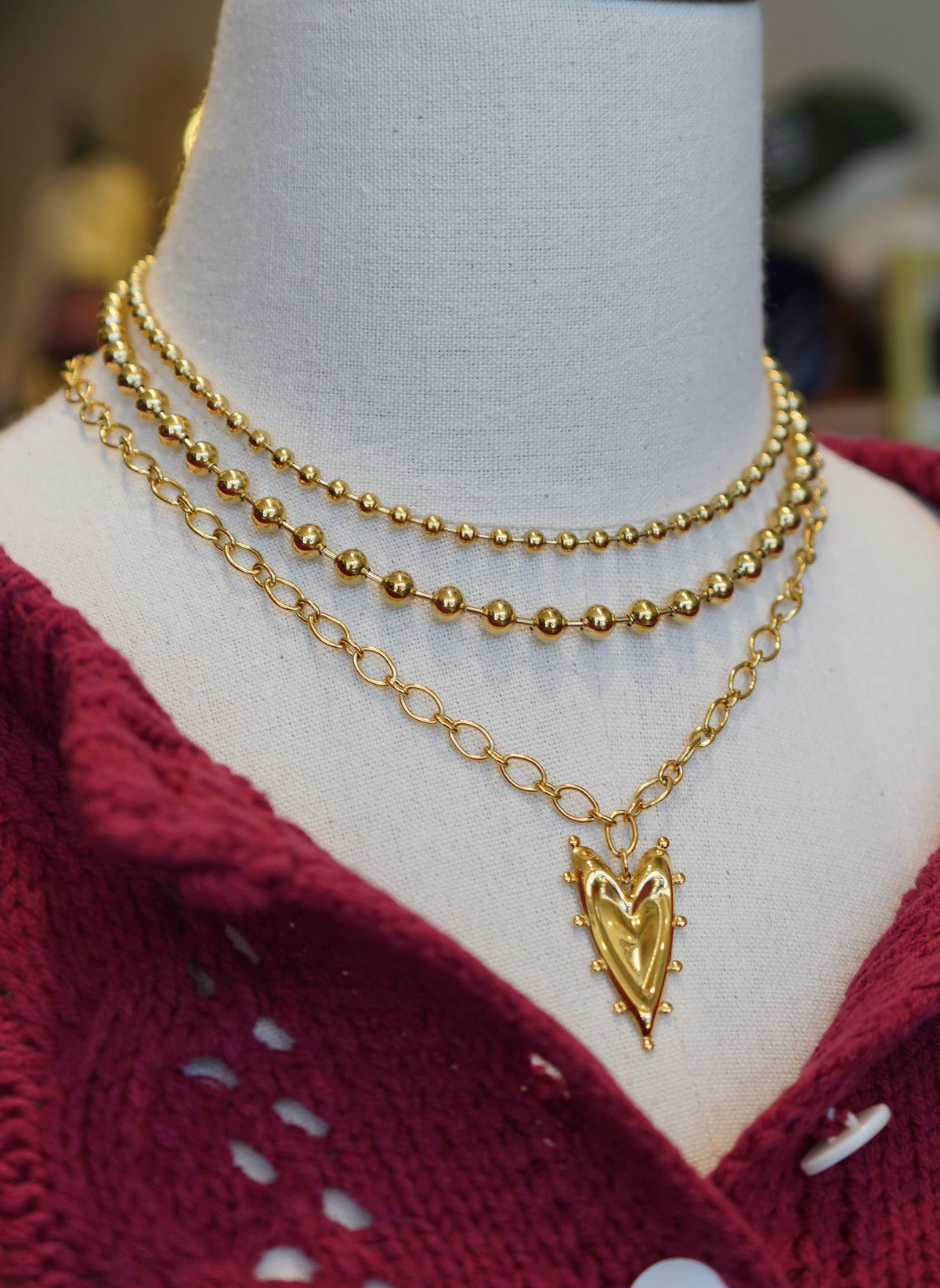 Jane XL Gold Beaded Necklace | Waterproof Jewelry