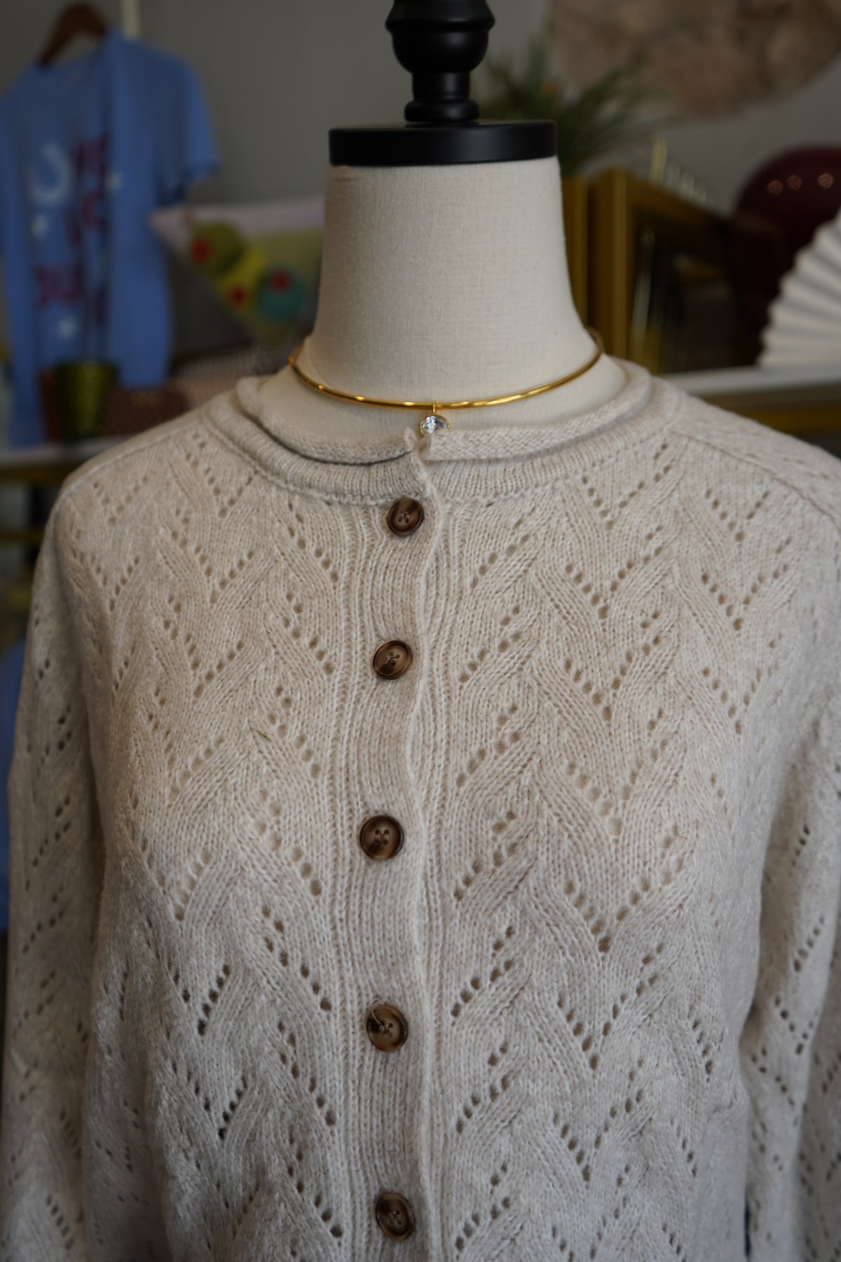 Dawn Pointelle Knit Button Front Cardigan