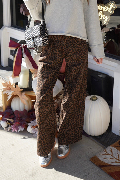 Carli Leopard Wide Leg Track Pants
