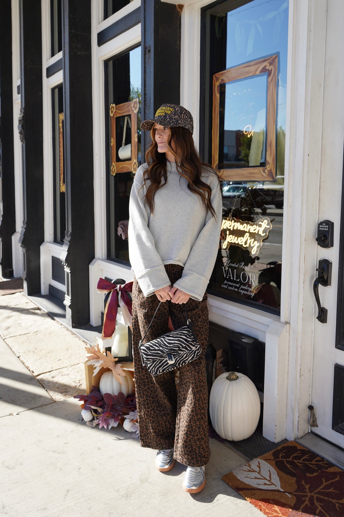 Carli Leopard Wide Leg Track Pants