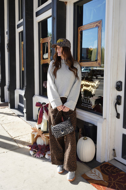 Carli Leopard Wide Leg Track Pants