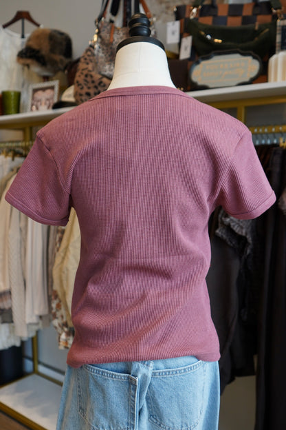 Kadi Waffle-Knit Short-Sleeve Tee