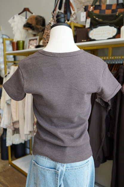 Kadi Waffle-Knit Short-Sleeve Tee
