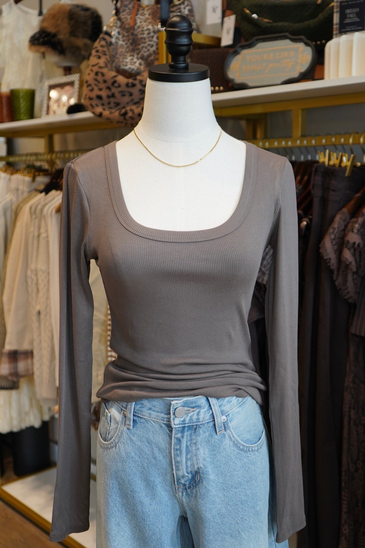 Waverly Micro-Ribbed Long Sleeve Top