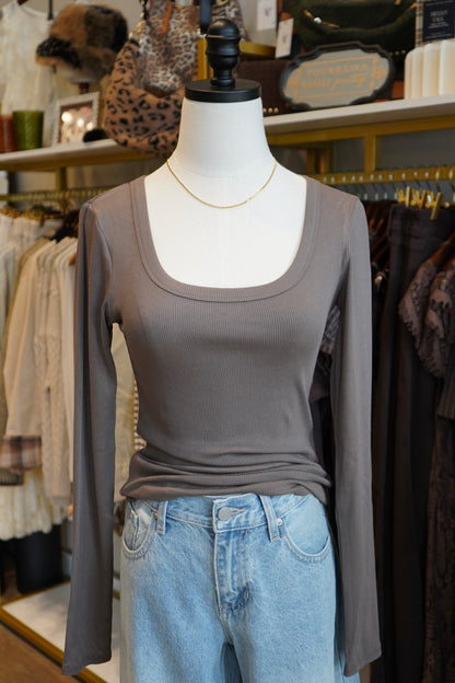 Waverly Micro-Ribbed Long Sleeve Top