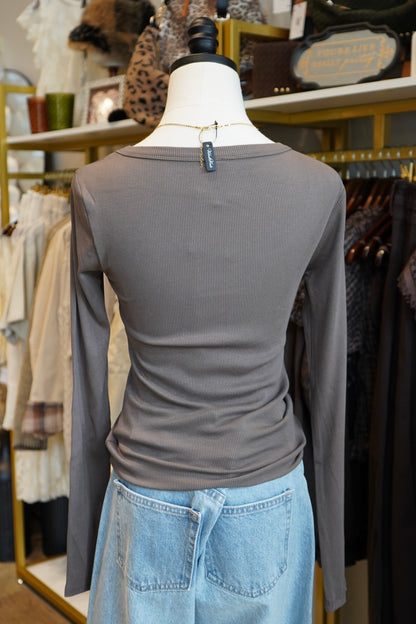 Waverly Micro-Ribbed Long Sleeve Top