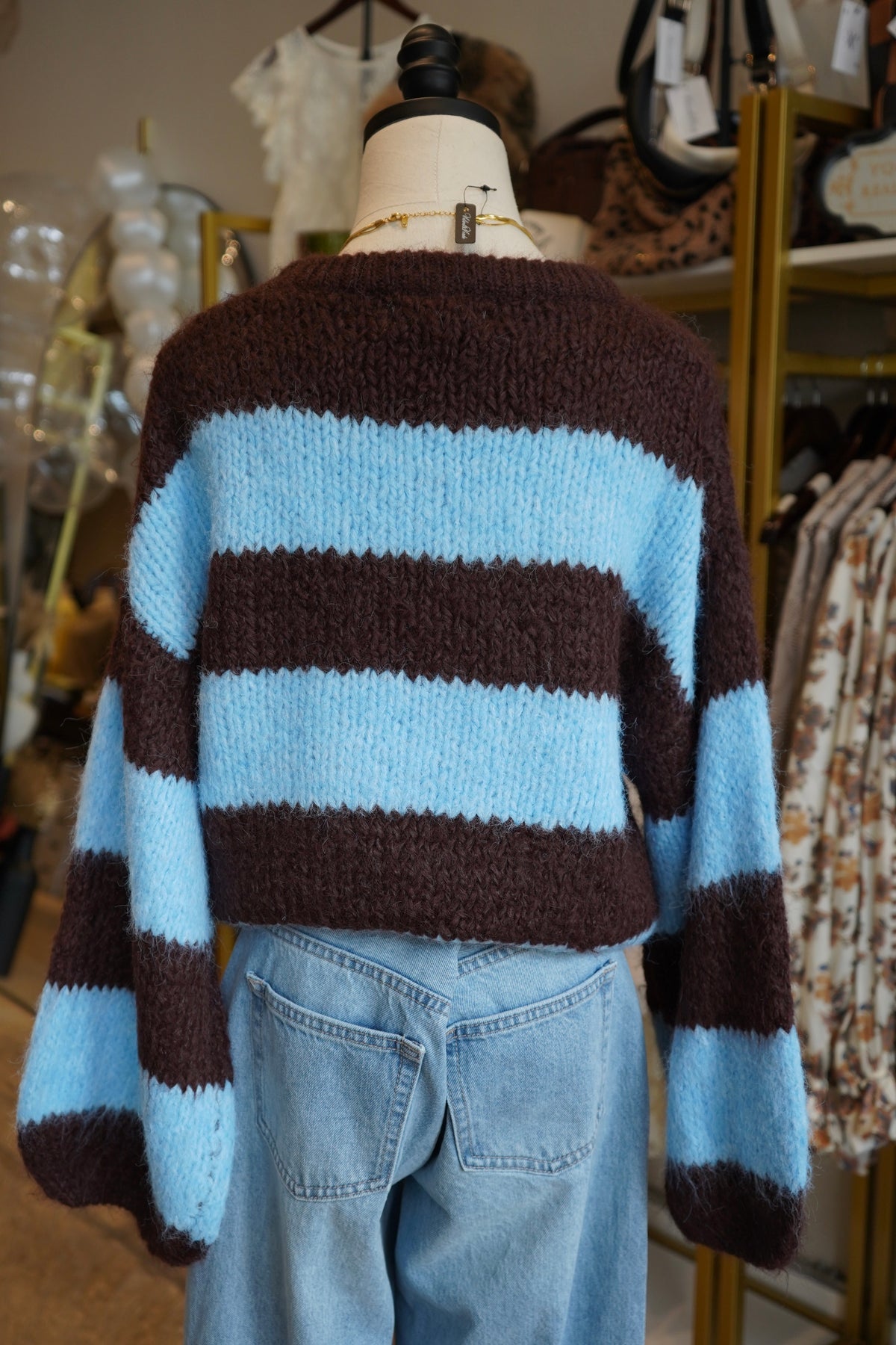 Noah Balloon Sleeve Stripe Sweater