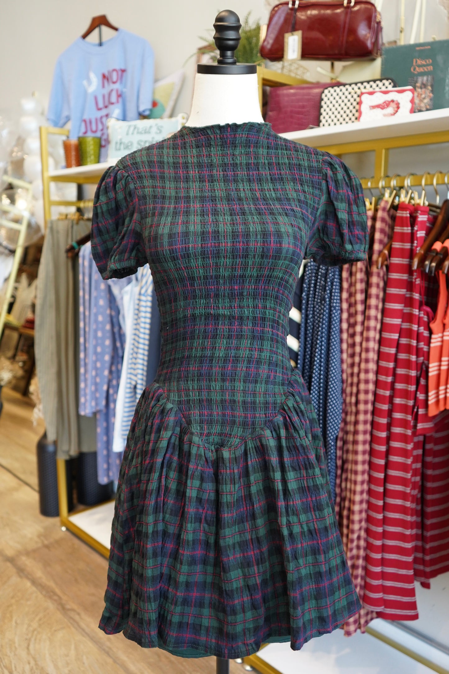 Rowan Plaid Smocked Mini Dress