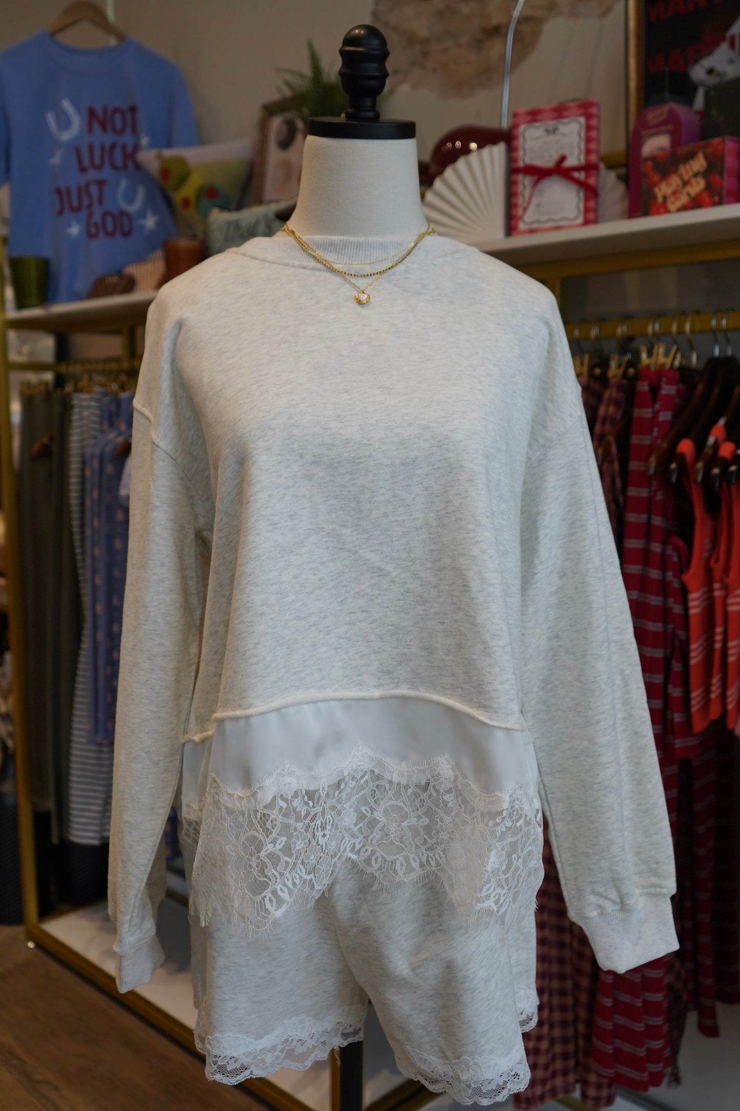 Tori Lace Hem Sweat Shorts
