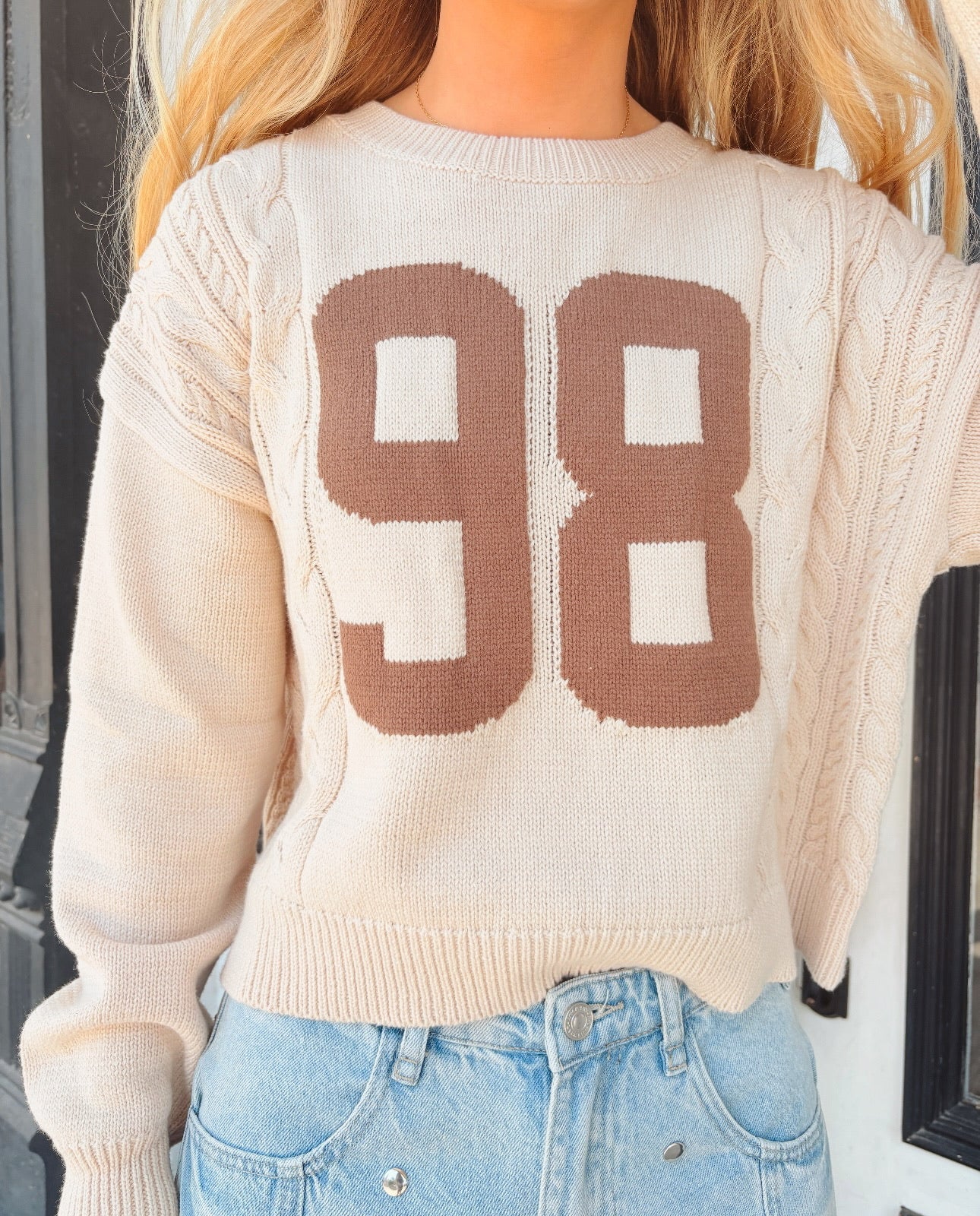 Addie Jersey Cable Knit Sweater