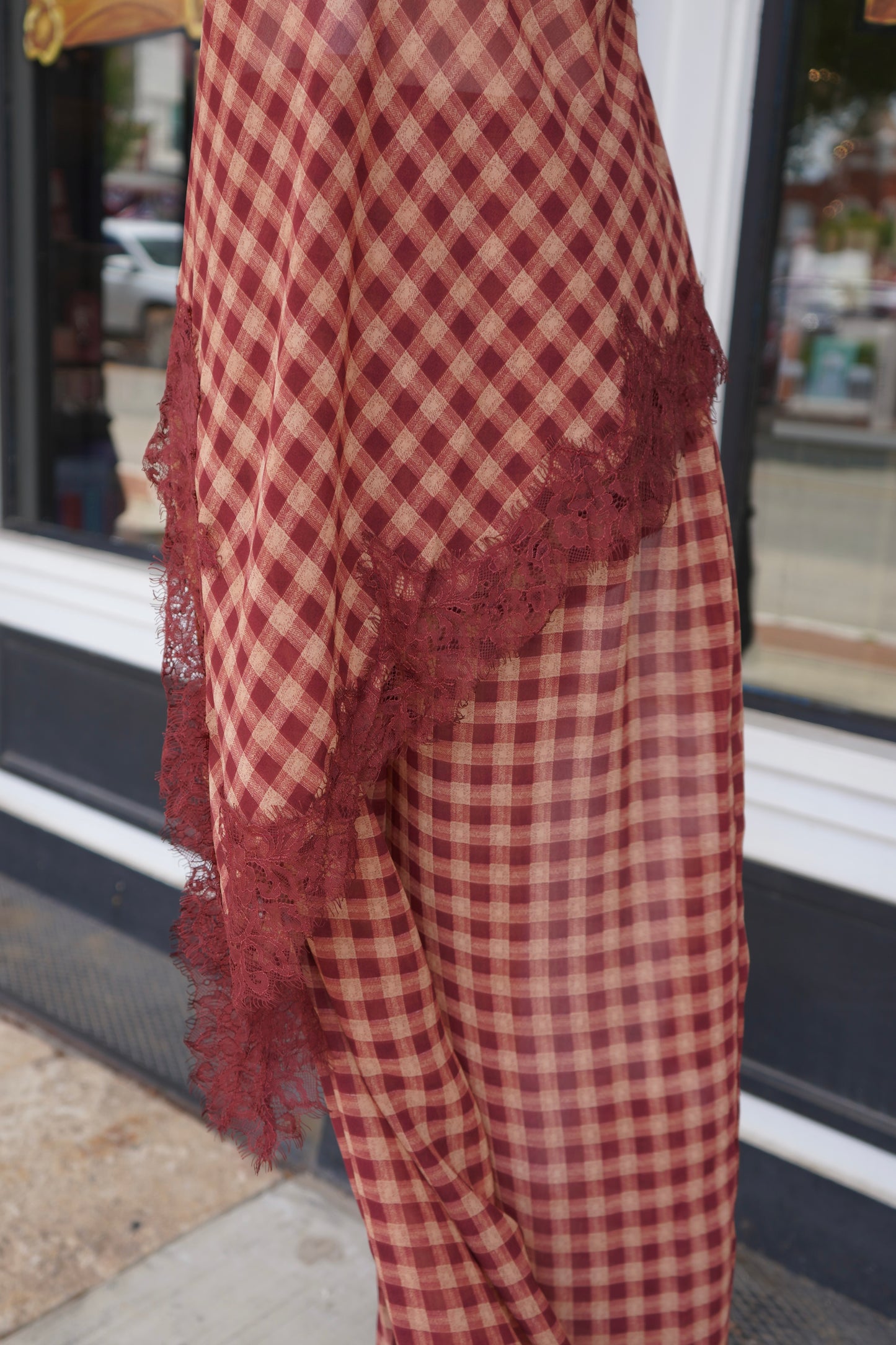 Kendall Gingham Lace Trim Set