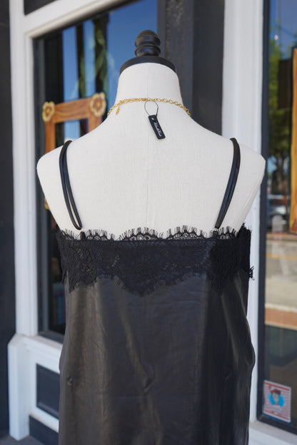 Kayda Structured Leather & Lace Mini Dress