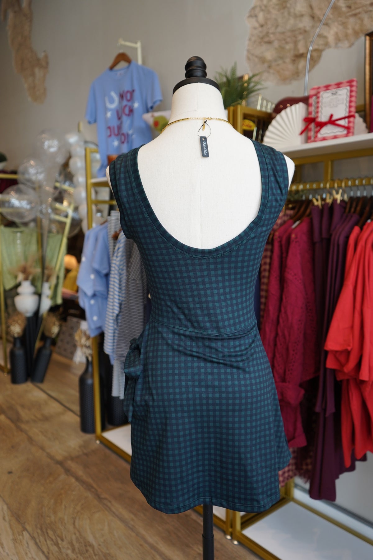 Wren Gingham Wrap Tie Front Dress