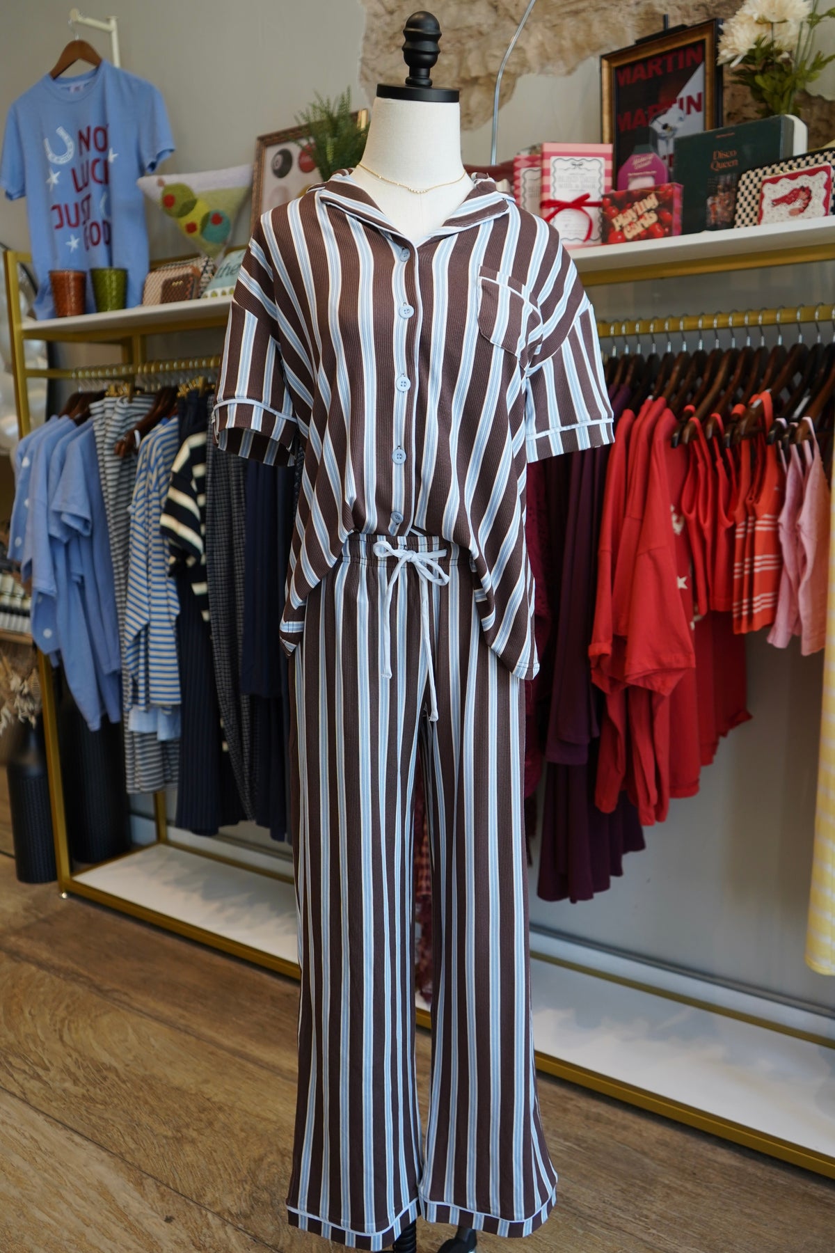 Chocolate & Baby Blue Stripes | Pajama Set