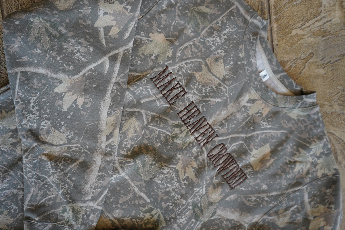 Make Heaven Crowded | Embroidered Camo Sweatshirt