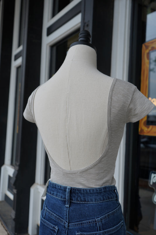 Reeve Ribbed Open Back Bodysuit