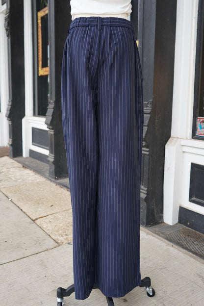Tate Pinstripe Wide-Leg Trousers