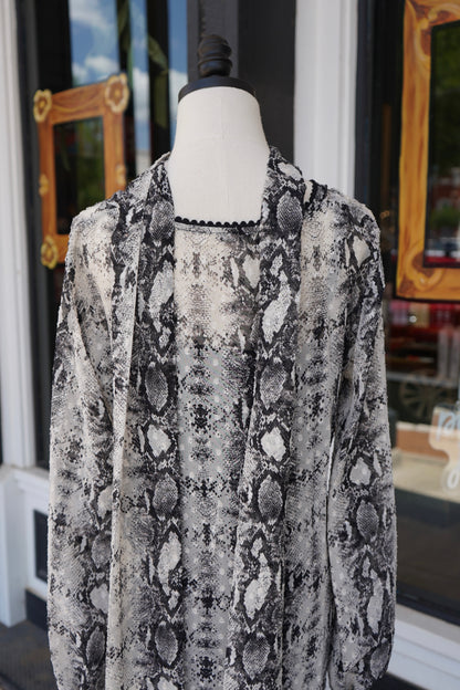 Caroline Snake Print Maxi Dress with Scarf