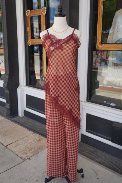 Kendall Gingham Lace Trim Set
