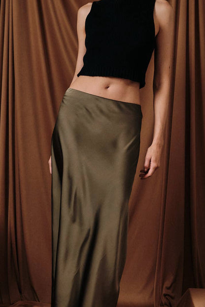 Olivia Satin Midi Skirt