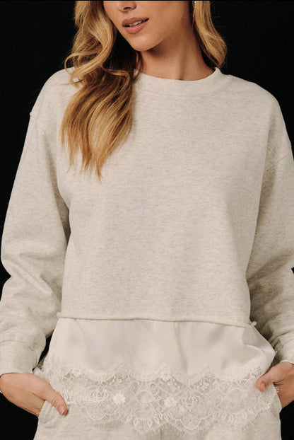 Tori Lace Hem Crewneck