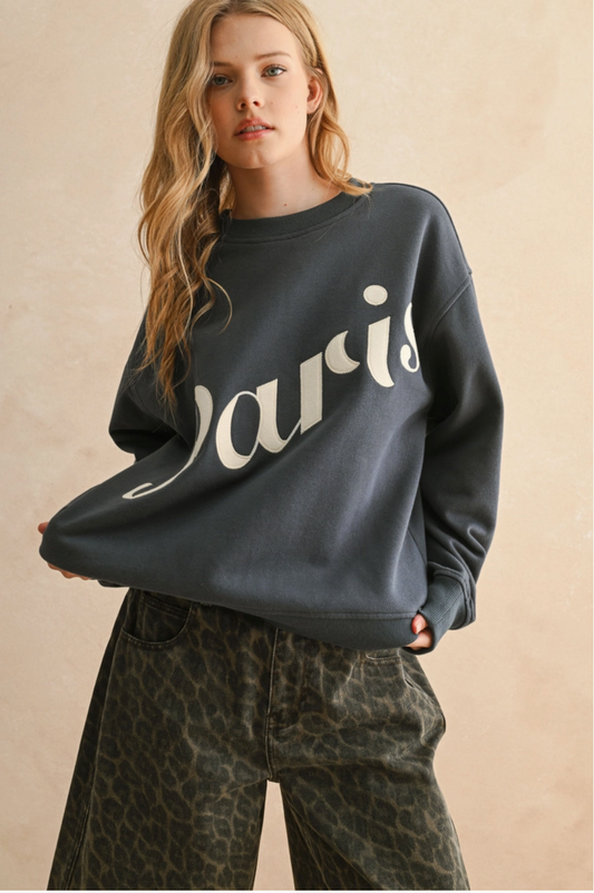Paris Embroidered Crewneck