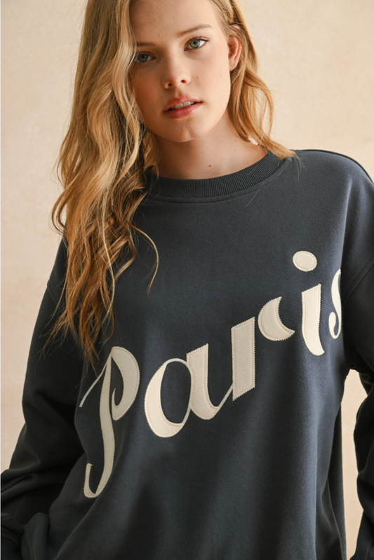 Paris Embroidered Crewneck