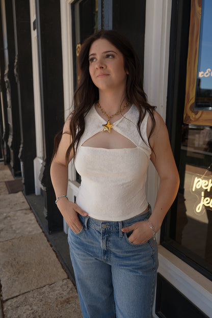 Vienna Floral Cutout Tank