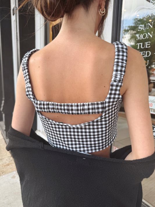 Alice Gingham Print Ruched Bra Top