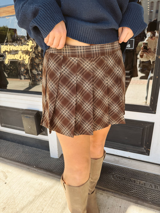 Nikki Plaid Pleated Mini Skirt