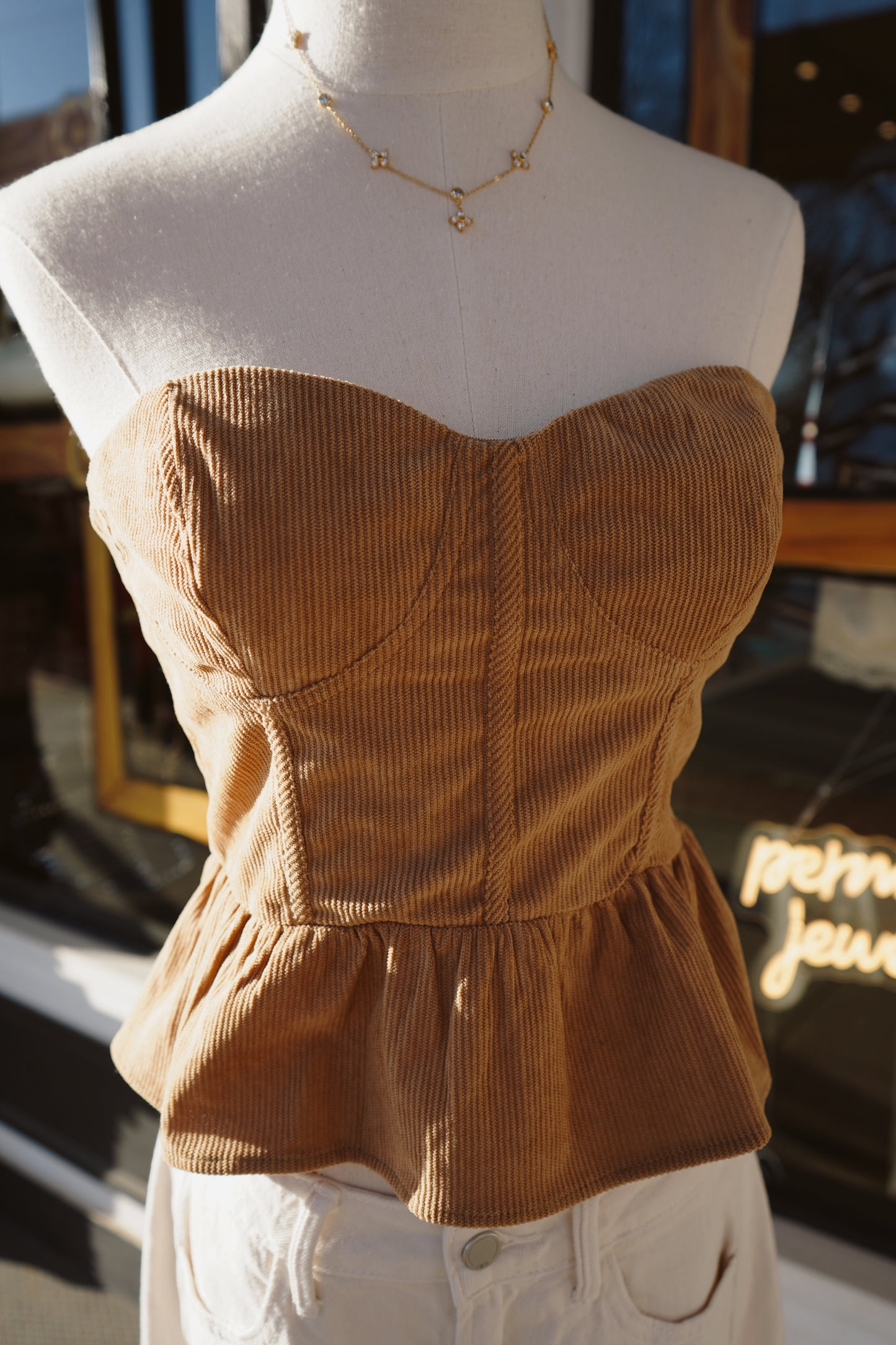 Faye Strapless Corset Peplum Top
