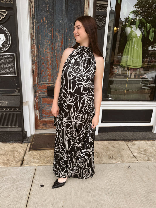 April Floral Halter Maxi Dress
