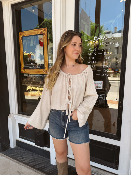 Lilly Linen Tie Front Blouse