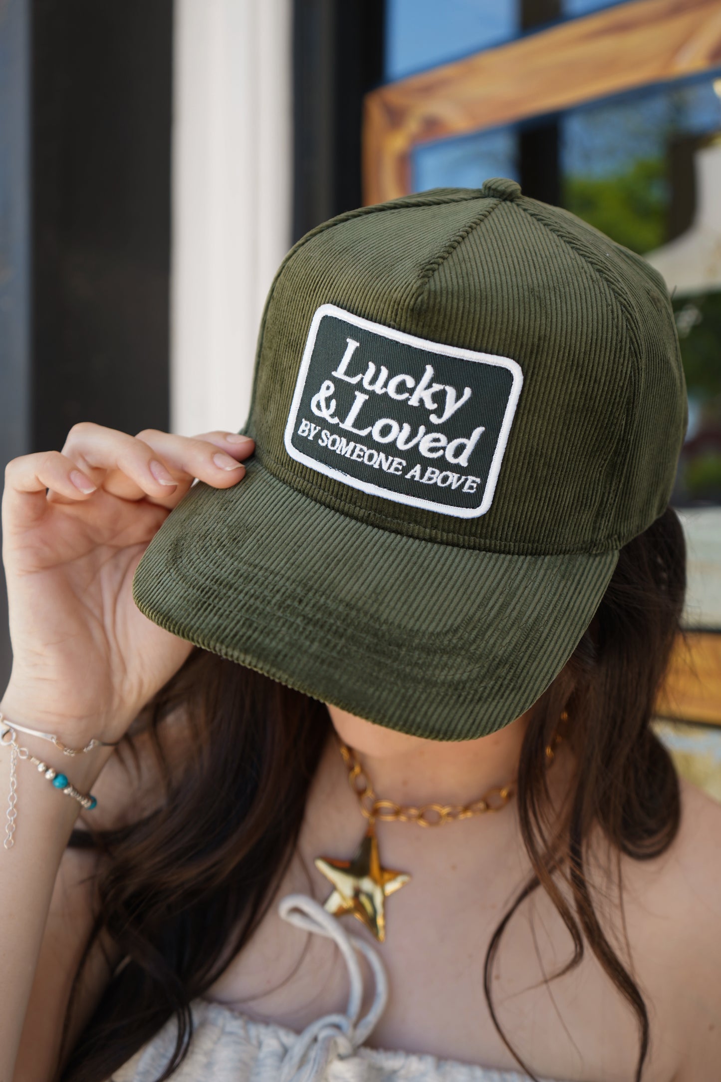 Lucky & Loved By Someone Above Corduroy Hat