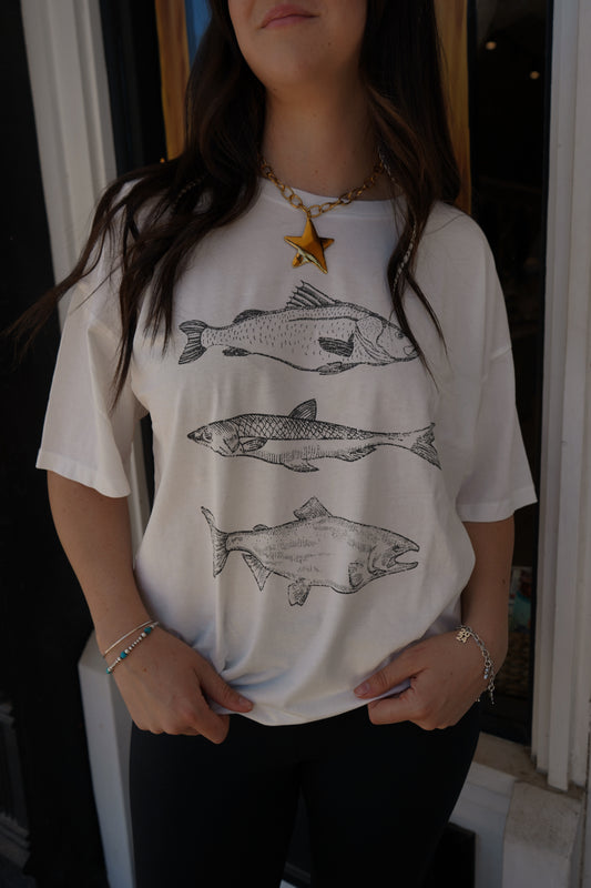 Three Fish Oversized Graphic Tee